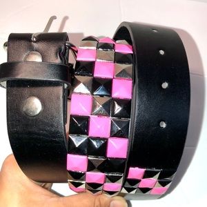 Hot pink and black studded belt. Size small